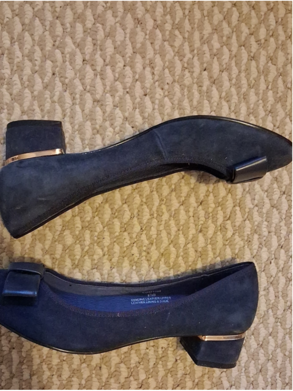 Vintage Town Shoes Classic Navy Suede Block Heel Pumps 8.5